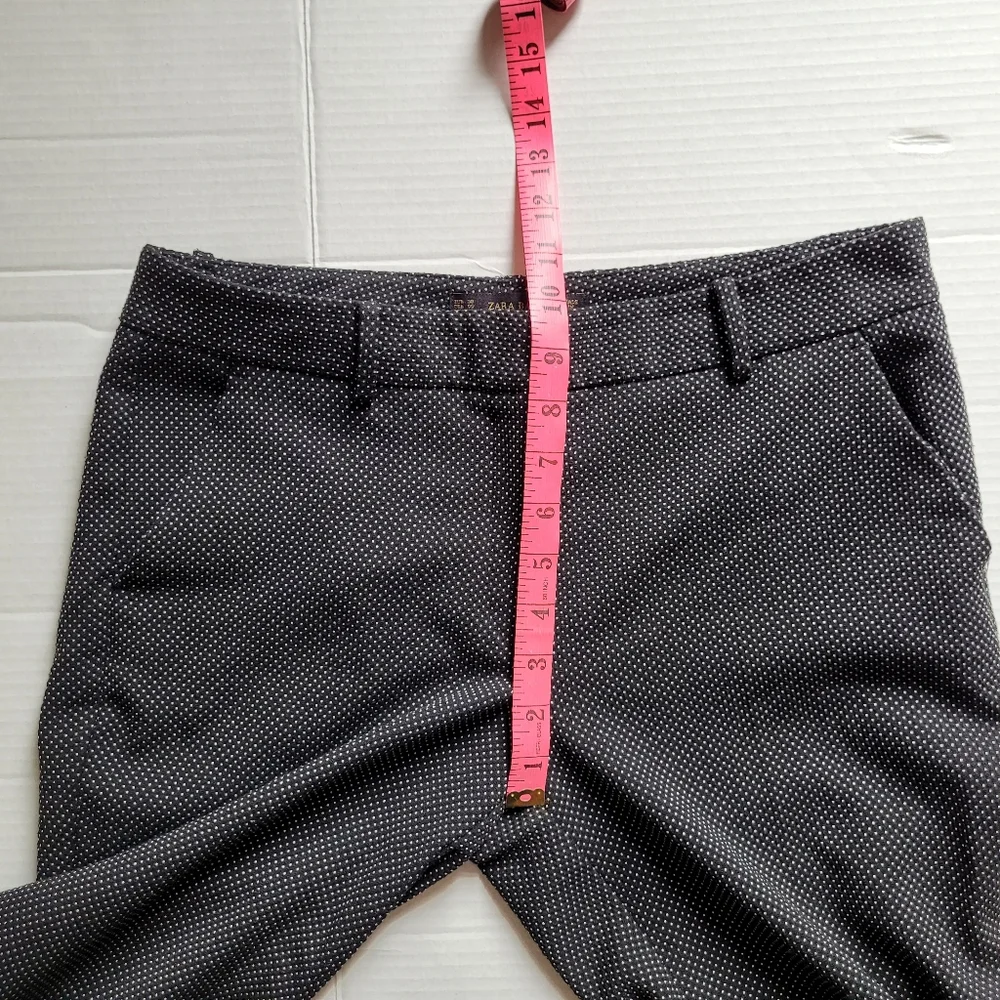 Zara pants black trousers white mini dots preppy office casual size 6 pockets - Picture 7 of 12